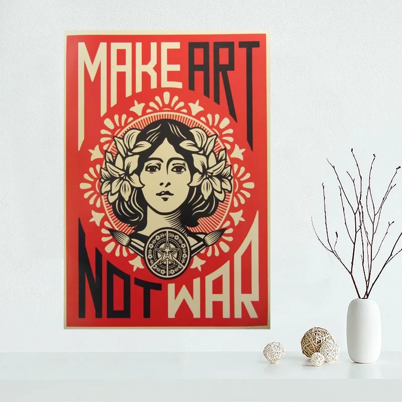 

Nice Make Art Not War Art Poster Custom Canvas Poster Art Home Decoration Cloth Fabric Wall Poster Print Silk Fabric