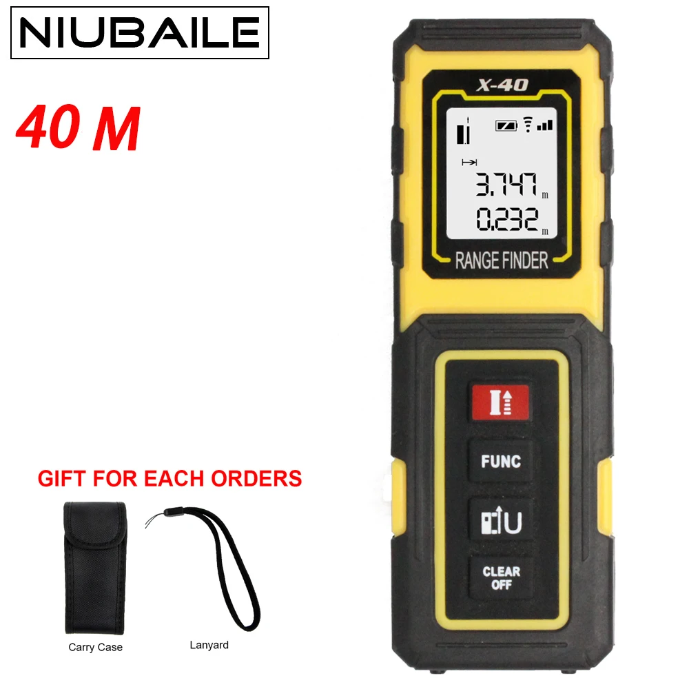 

NIUBAILE 40M 131ft Laser Rangefinder Mini Digital Handheld Laser Distance Meter Range Finder Optical Measuring Tape Trena X-ZH