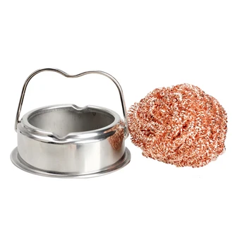 

High Quality Stainless Steel Solder Soldering Iron Tip Cleaner with Wire Sponge Smokeless Soldering Iron Cleaner BGA Tool