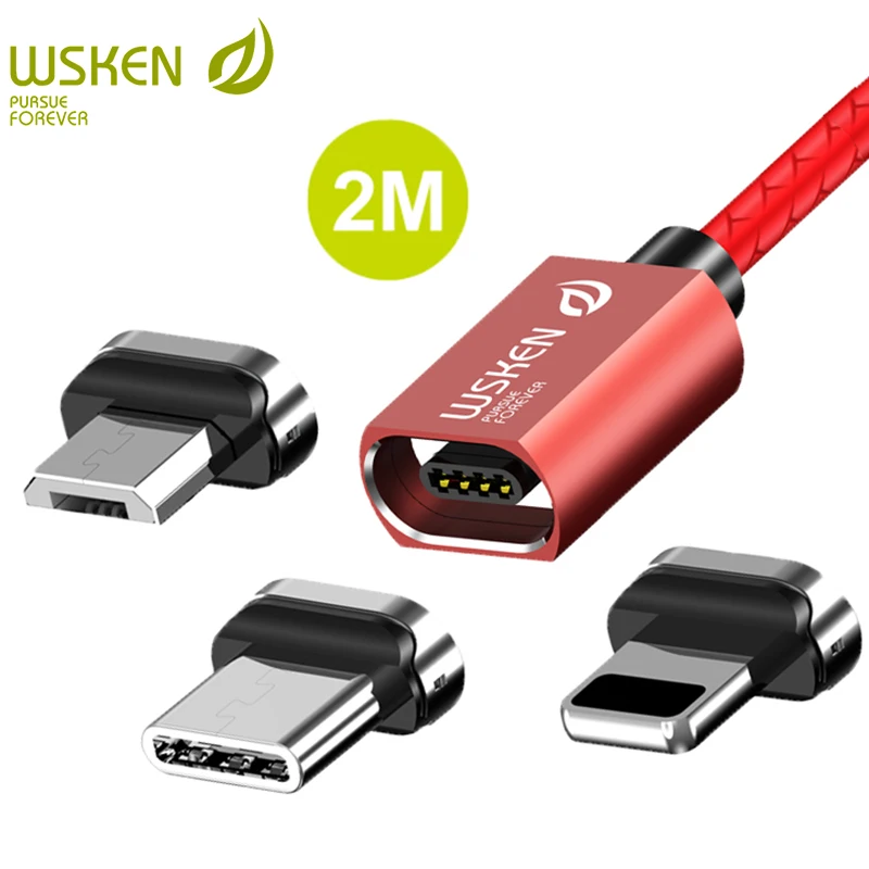 Магнитный кабель WSKEN X1 для iPhone, Магнитный зарядный кабель Micro USB, кабель usb type C USB C для samsung huawei 3A, быстрое зарядное устройство