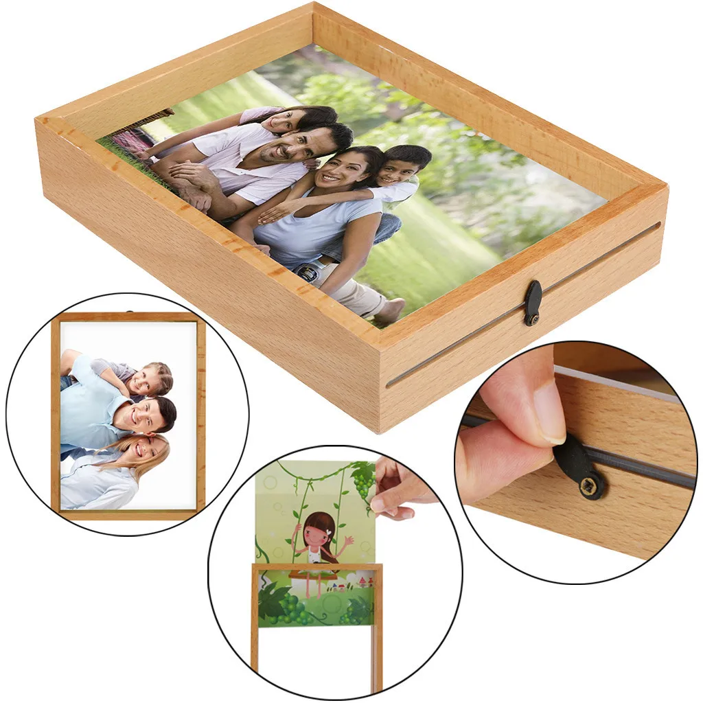 

1PC New Family Portrait Wooden Picture 7 Inch Photo Wall Frame Square Room Decor New arrived #20181206
