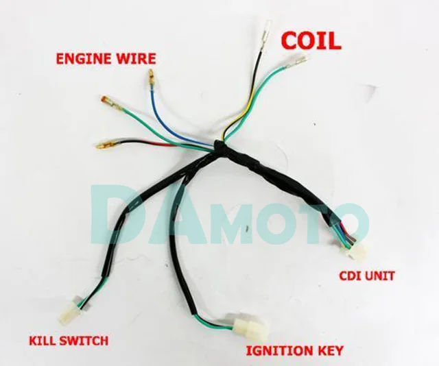 Wiring Harness Loom For CRF 50 70 110 KLX TTR Kick Start ... chinese mini quad wiring diagram 