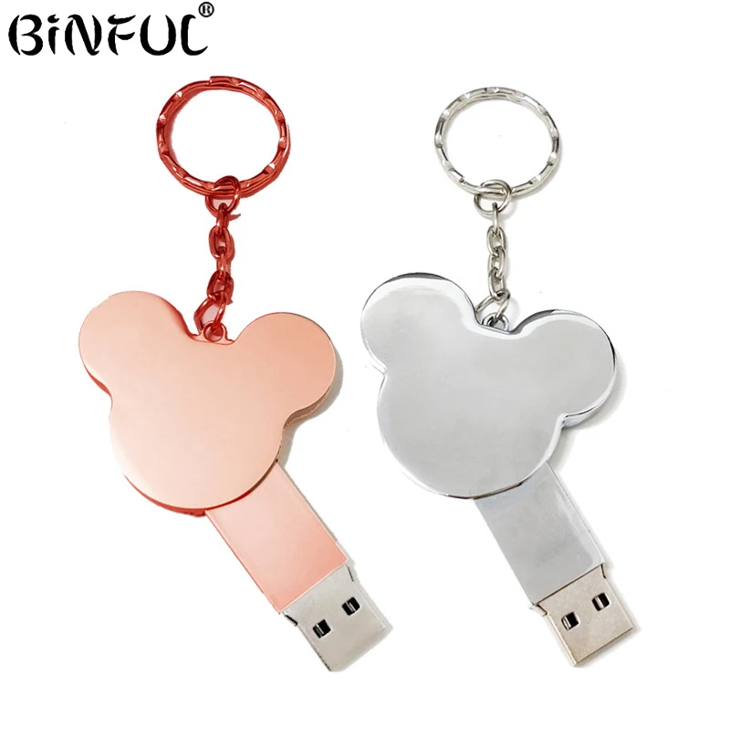 Дешевый Мода уха USB флеш накопитель 16 GB 8 GB 32 GB 4 GB 64 Гб серебристый метал флешки флэш памяти Флеш накопитель Микки usb stick диск