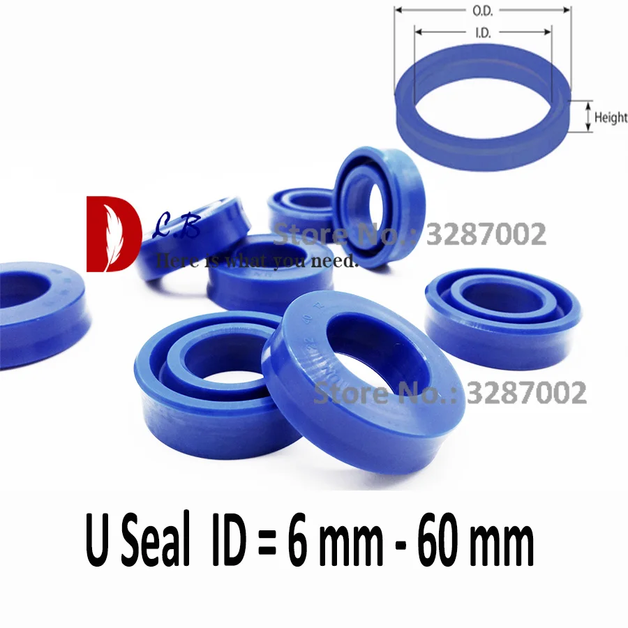 

UHS U SEAL ID =6 mm - 60 mm U Cup Single Lip Hydraulic cylinder piston and rod seal U Ring Polyurethane (PU) Rubber