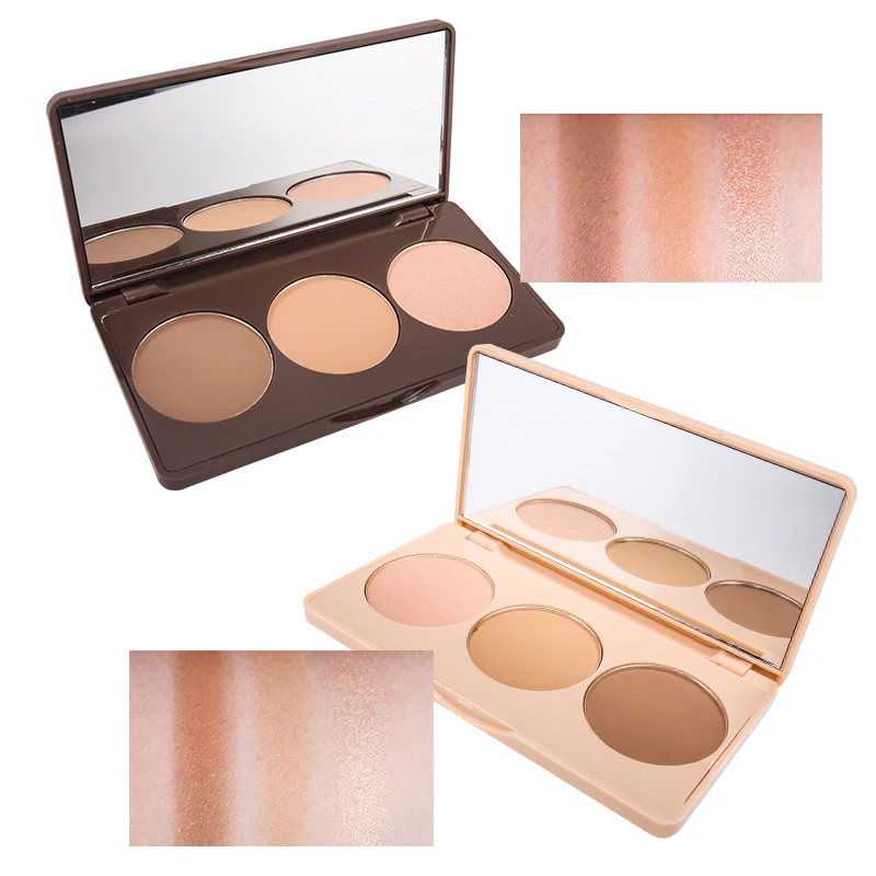 

UBUB Face Contour Grooming Pressed Powder Base Makeup 3 Colors Shading Powder Contour Bronzer Highlighter Contour Palette Set