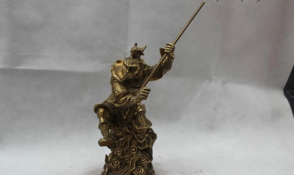 

9"Chinese Brass Monkey King Famous Myth Sun Wukong Son Goku Statue Figures