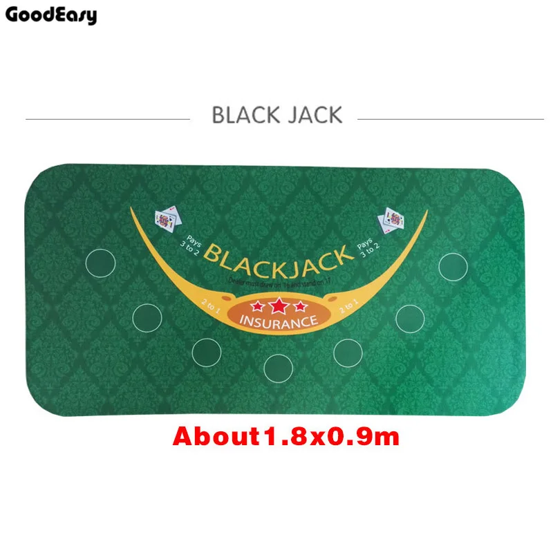 180*90Cm Suede Rubber Black Jack 21Points Baccarat Casino Poker