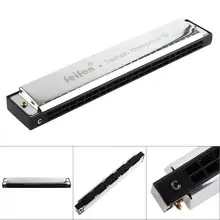 FEIFAN plata 24 agujeros 8K titanio Harmonica Tremolo tono KeyC Harp boca órgano instrumentos musicales para principiantes(China)