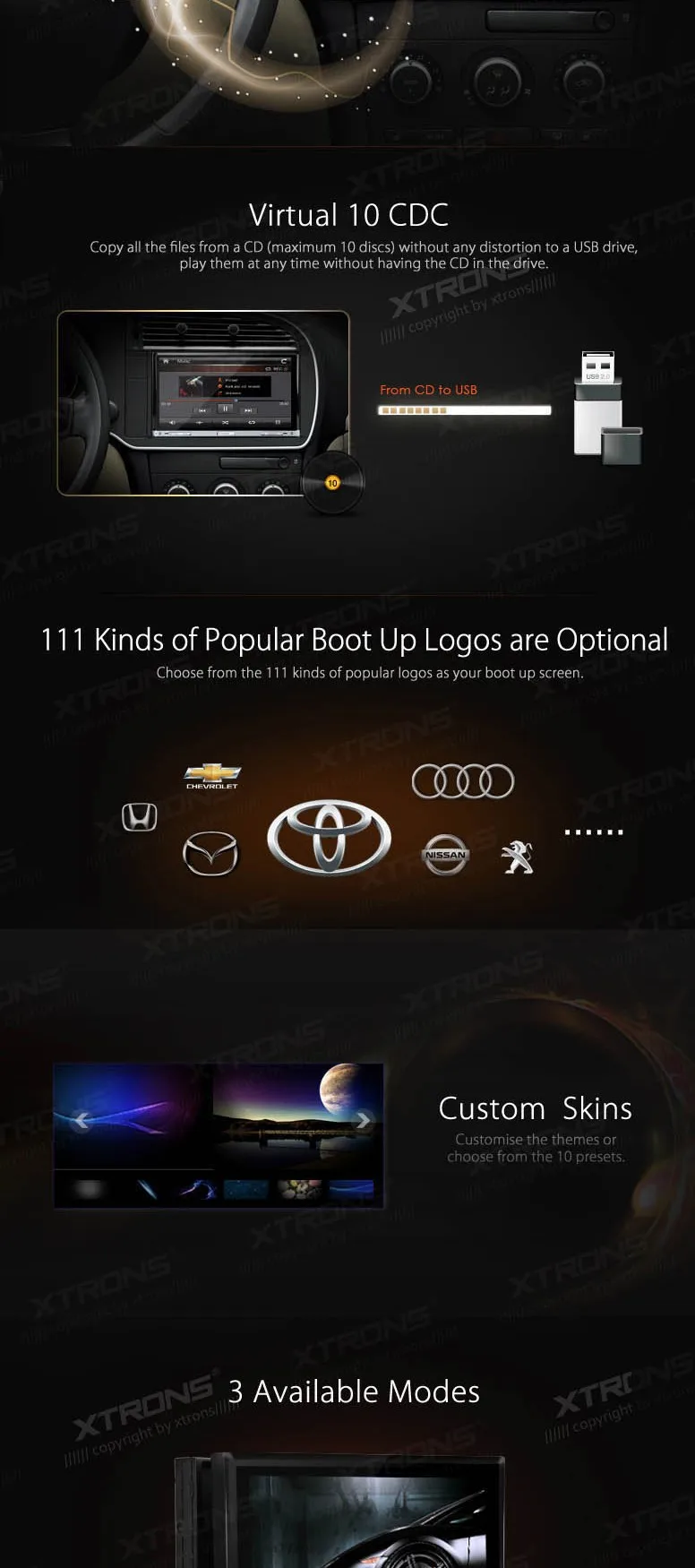 Clearance XTRONS 7" 2 Din Car DVD player with GPS Navigation Universal Stereo CD Radio Player 7" Touch Screen 1080P 3G DVR Video Head Unit 4