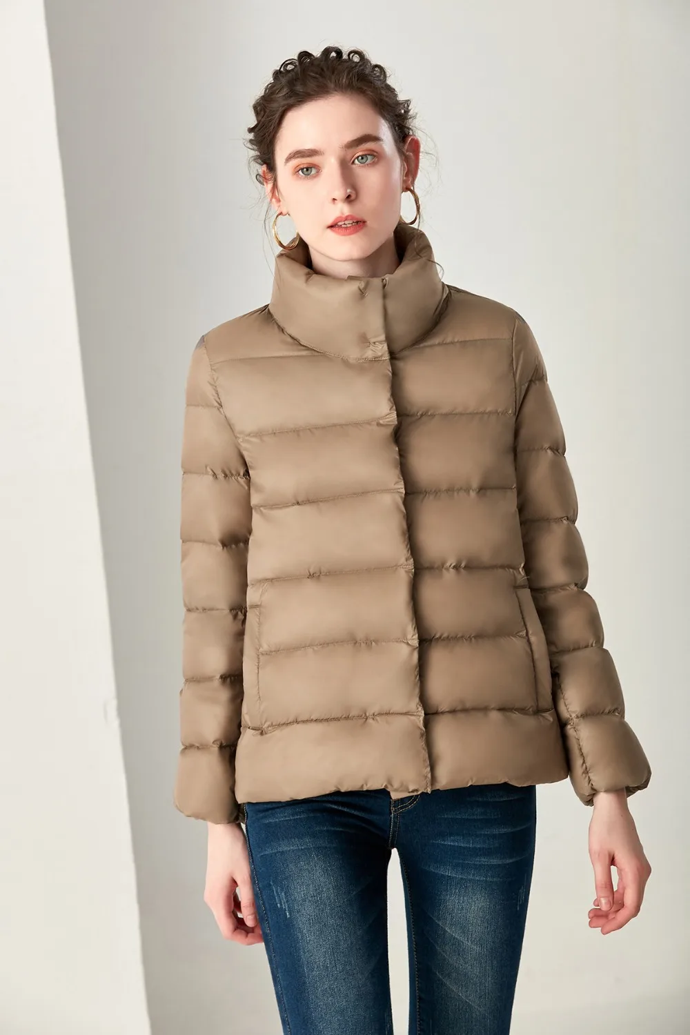 Короткое женское зимнее 90% белое пуховое пальто и тонкая хлопковая стеганая куртка Осенняя Куртка стильная уличная одежда