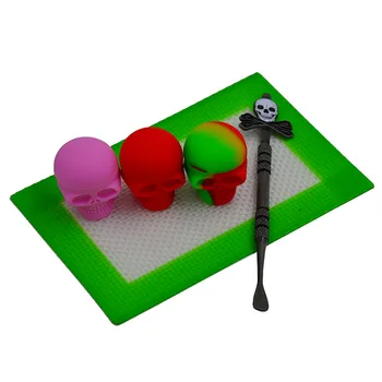 

Skull silicone wax/butane/slick oil Container Dab wax Jar+Skull Non Stick Dabber Carving Dab tool+Silicone Baking hash Mat pad