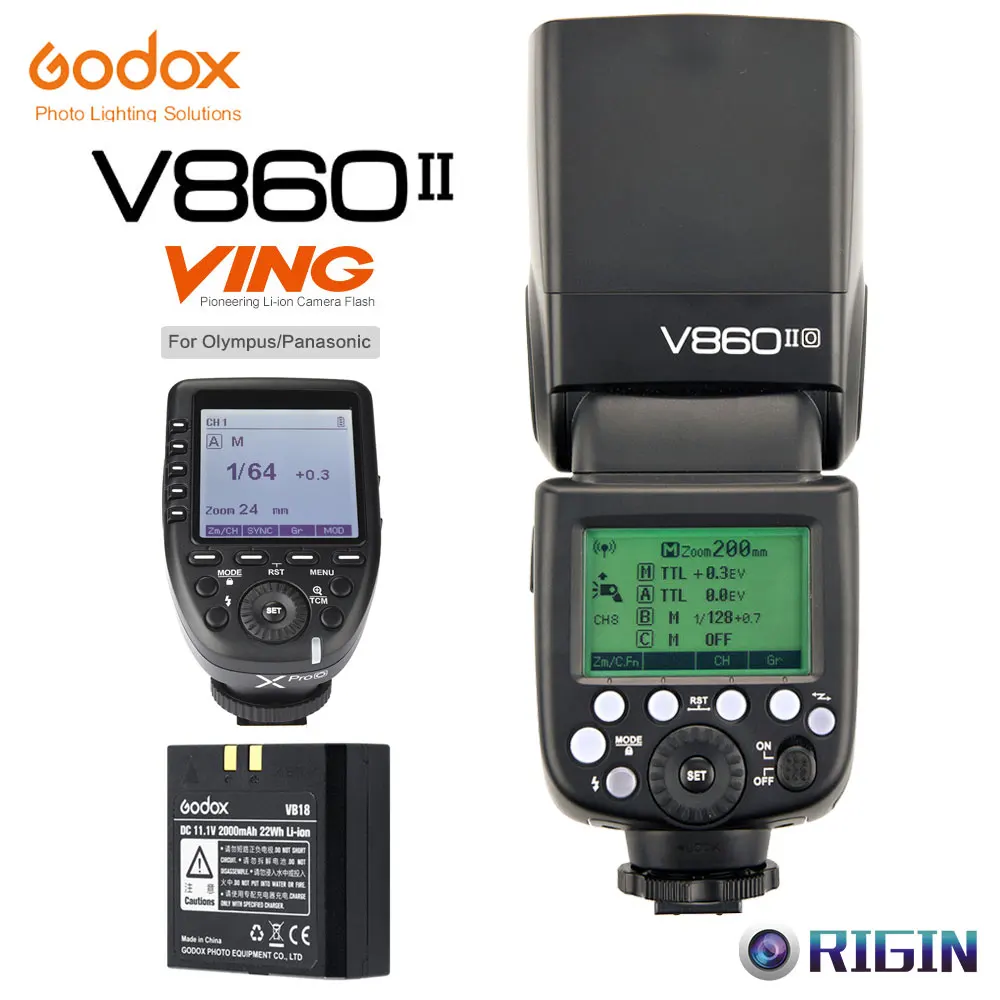 

Godox V860II-O GN60 HSS 1/8000s Off Camera Flash 2.4G Wireless X System With lithium battery+Xpro-O Kit For Olympus/Panasonic