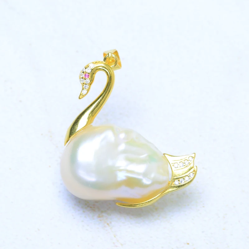 BaroqueOnly специальный кулон павлин Рыба цветок аксессуар барокко жемчужное ожерелье кулон большой натуральный жемчуг PZ - Цвет камня: Swan