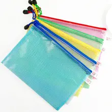 Сладкий Карамельный цвет zippera4 привязки сетки мешок файл Документ сумка ПВХ Папки и файлы канцелярские Подача Производство Школа канцелярских товаров