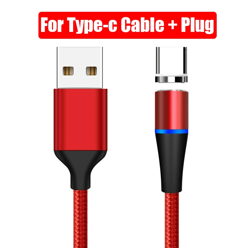 1 м светодиодный магнитный usb-кабель, супер быстрая зарядка, кабель USB type C, Магнитный зарядный кабель Micro usb для huawei Xiaomi LG - Цвет: red