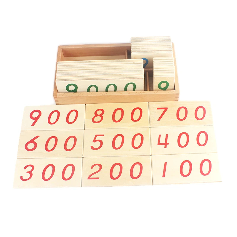 고품질 몬테소리 소재 나무 카드 번호 1-9000, 작은 디지털 학생 사용 수학 장난감 조기 교육 학습 선물