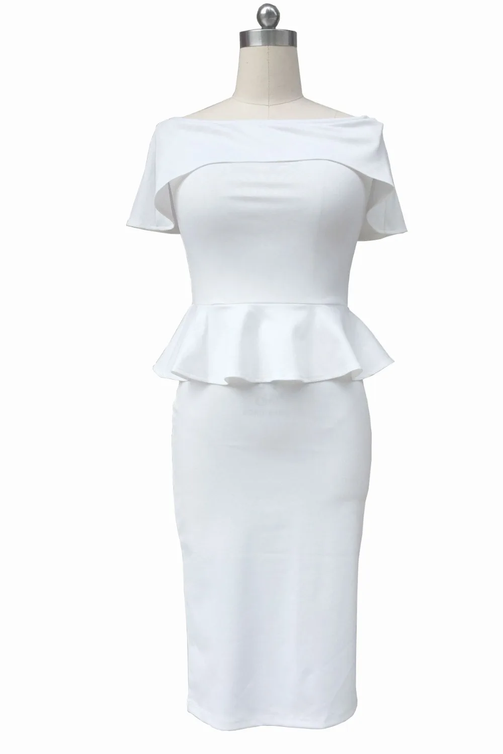 Gladiolus 2018 Summer Slash Neck Off The Shoulder Knee-Length Bodycon Ruffles Office Lady Dress Elegant Party Dresses vestidos  (38)