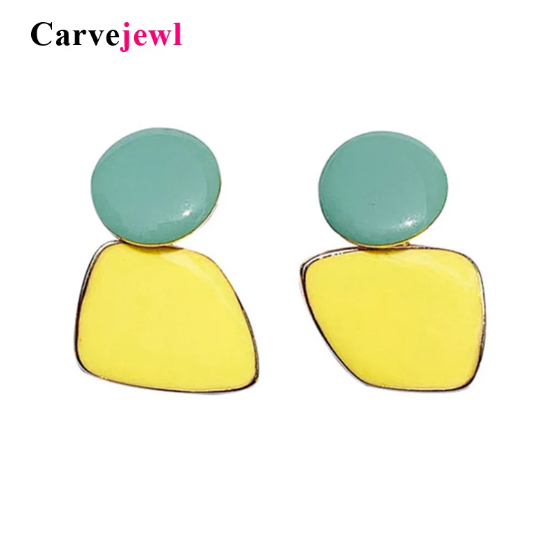 Carvejewl short geometric earrings unique Korea design hand made candy Color enamel glaze dangle for women girl jewelry | Украшения и