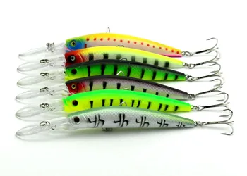 

24pcs original Fishing Lure Bait trackle trout Minnow 6 color two hooks 14.5CM 14.7G 4# hooks style