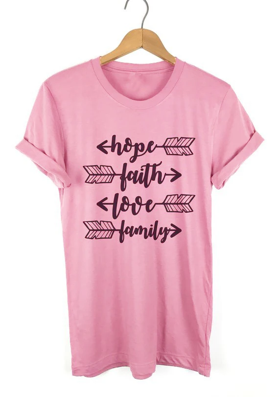 Hope Faith Love Family Shirt, Cute Southern Shirt, Graphic T Shirt, Cute faith Shirt, Cute Southern T Shirt, Cute Religious Shirt