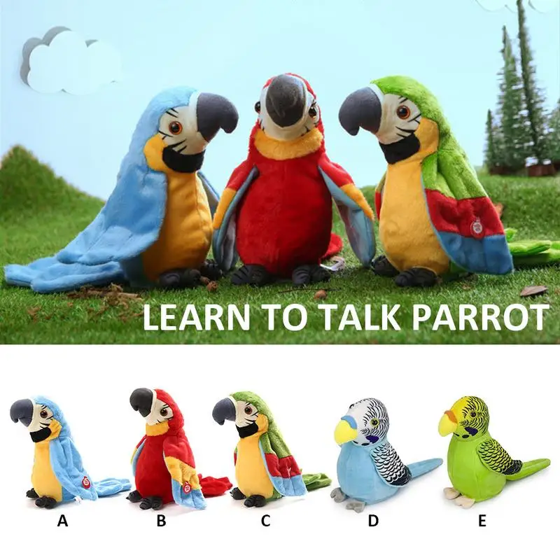 

Cute Learning Talking Baby Early Learning Toys Voice Change Recording Parrot Electric Sound Control Plush Toys For Children Gift