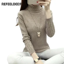 Refeeldeerผู้หญิงคอเต่าฤดูหนาวเสื้อกันหนาวผู้หญิง2017แขนยาวถักเสื้อกันหนาวผู้หญิงและPulloversหญิงจัมเปอร์ท็อปส์ย์