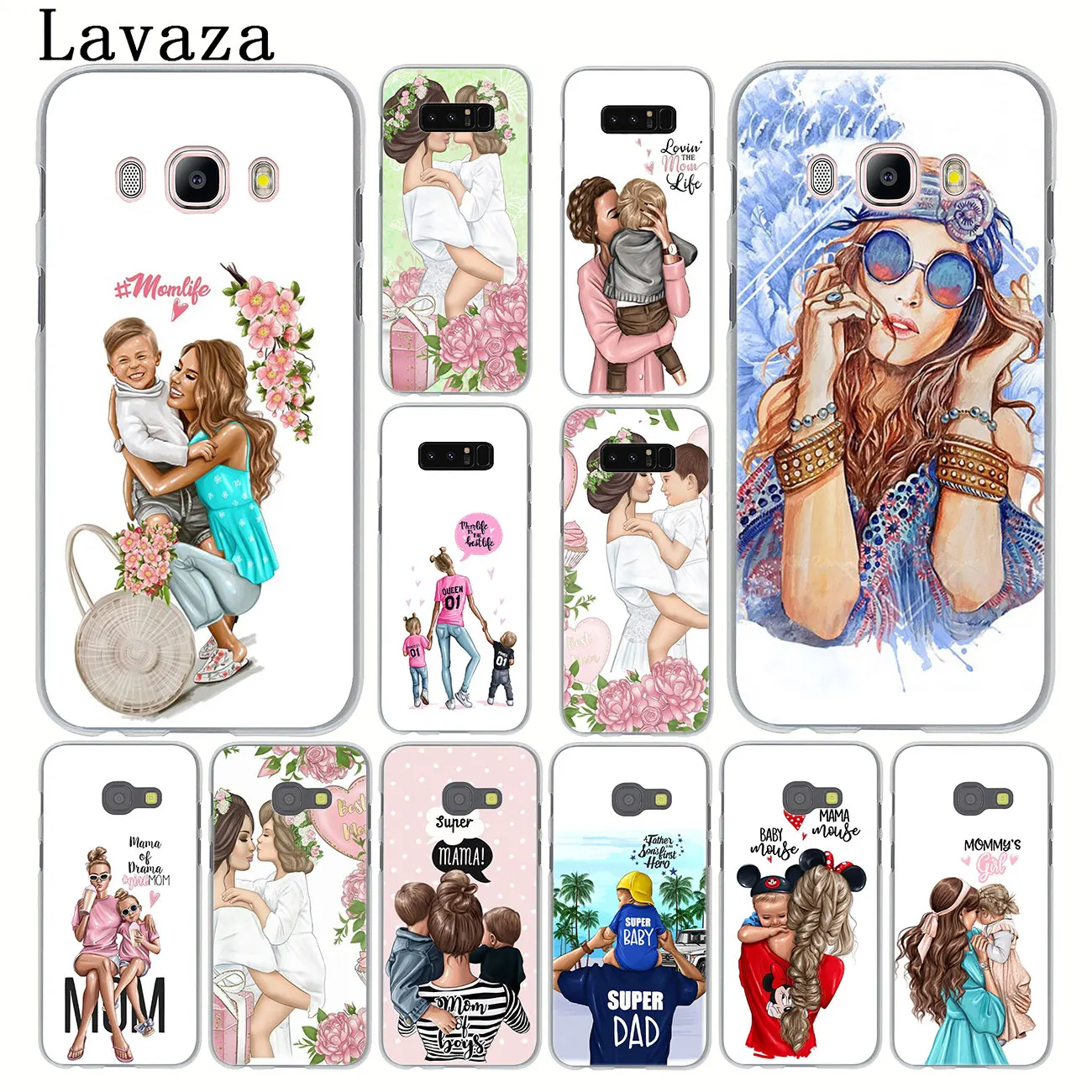 

Fashion Black Brown Hair Baby Mom Girl Queen Case for Samsung Galaxy Note 10 9 8 A9 A8 A7 A6 Plus 2018 A5 A3 2015 2016 2017