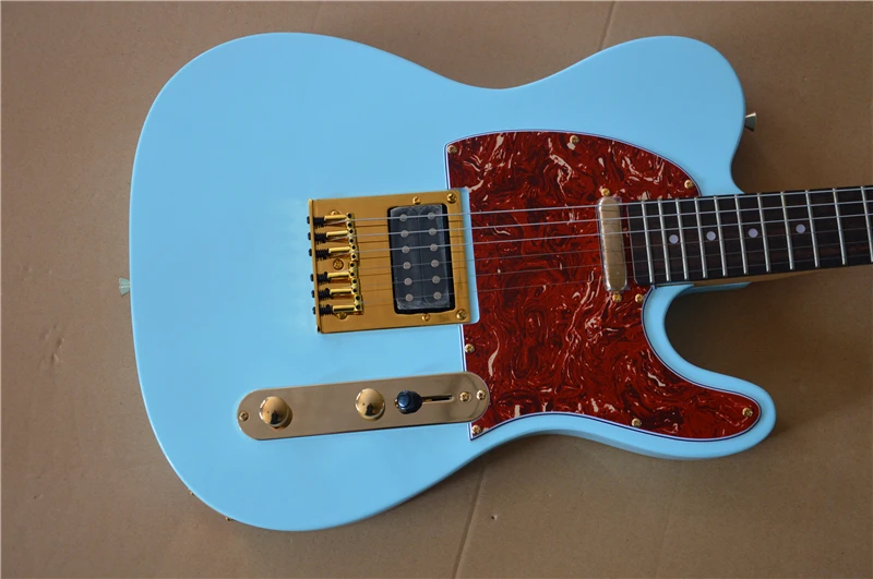 

Factory custom transparent blue electric guitar body with TL pickup, chrome hardware, red guard, customizable
