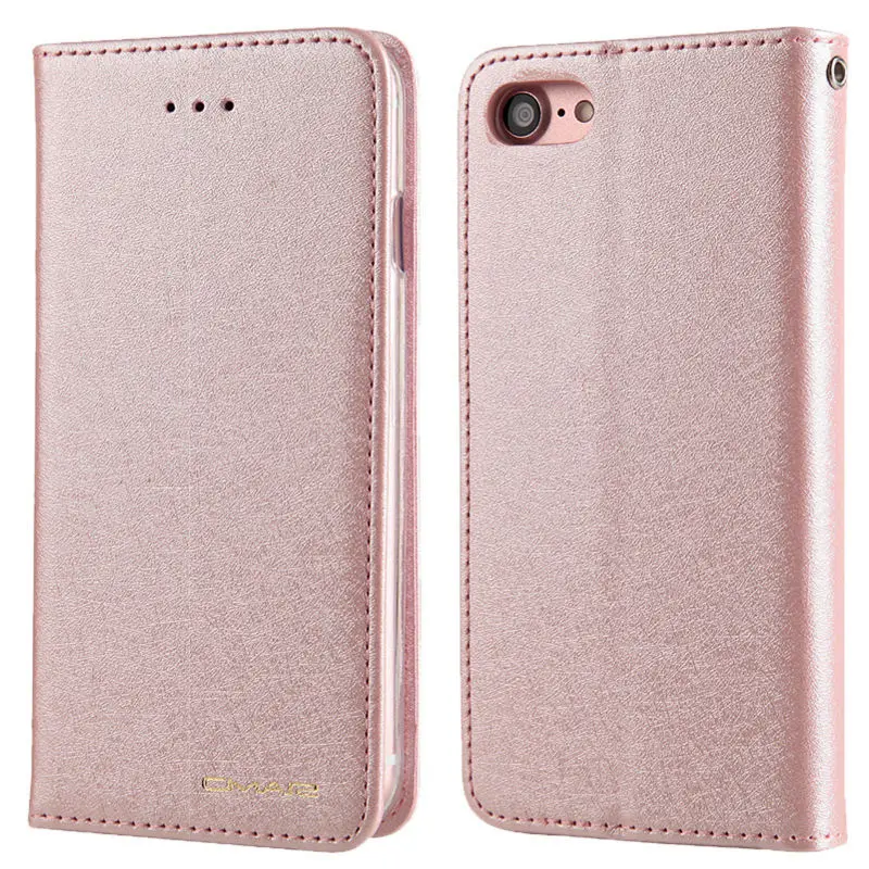 

CMAI2 Plain Matte Silk Artificial Leather Case for iPhone 6s Plus Wallet Magnetic with Card Pocket Cover Coque Capinha 6 s