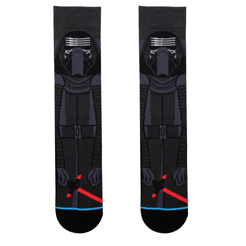 1 пара Для Мужчин's Носки хлопок симметричные узор воин серии Star Wars Мультфильм Скейтборд Guy средней длины Носки harajuk - Цвет: 1