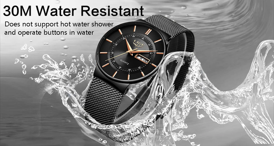 Relogio Masculino LIGE, модные мужские часы, Лидирующий бренд, роскошный подарок, кварцевые часы для мужчин, повседневные, тонкие, сетчатые, стальные, водонепроницаемые, спортивные часы
