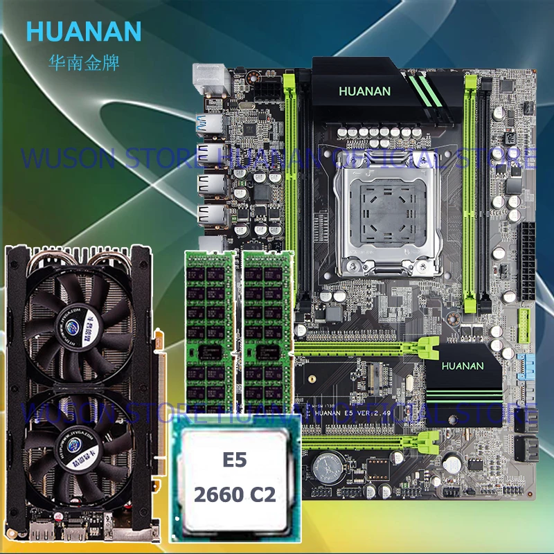 Материнская плата HUANAN X79 ЦП ОЗУ видеокарта комбо 2 49 Плата Xeon E5 2660 C2.RAM 16 ГБ DDR3 RECC.