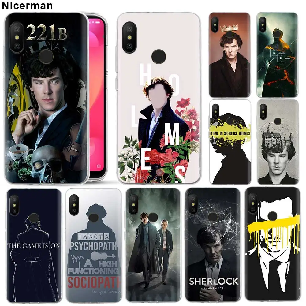 

Silicone Soft Case for Xiaomi Mi A1 A2 Lite 6X 5X Redmi Pocophone F1 Note 6 7 Coque Sherlock Moriartee 221B TPU Clear Cover