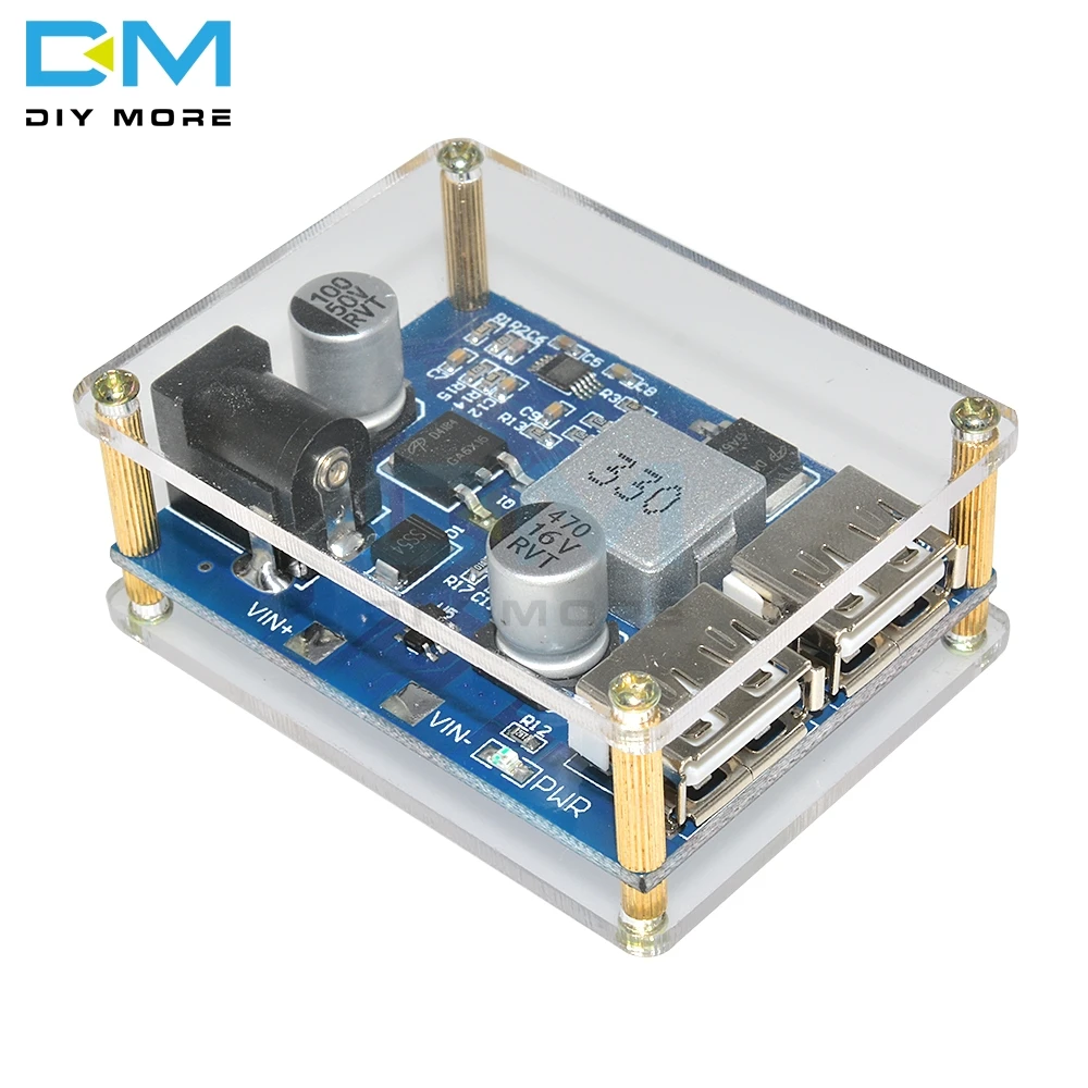 

DC-DC 24V 12V to 5V Buck Power Supply Module 5A Power Step Down Converter Diy Electronic PCB Board Case Shell Box Dual USB
