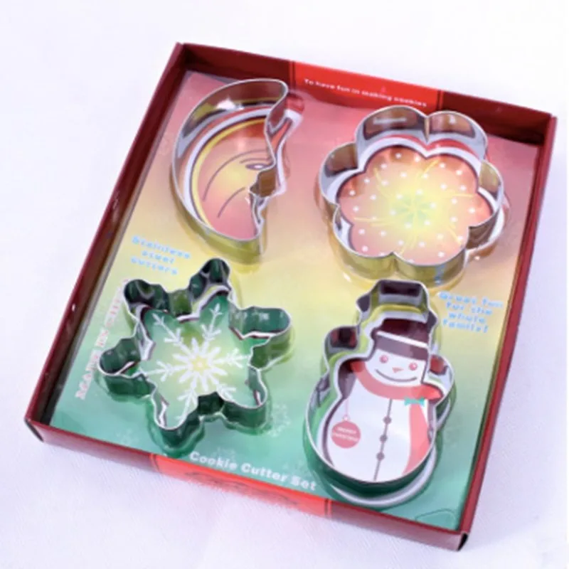 Kitchen Tools 4 pieces/Set Baking Stainless Steel Cake Mould Christmas Cookie Cutter Set | Дом и сад