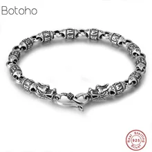 Настоящий настоящий чистый 925 пробы серебряный мужской браслет Голова Дракона мужские ювелирные изделия Jine аксессуары для мужчин ювелирные изделия для парней