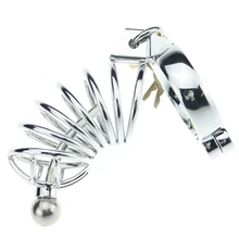 Stainless steel male chastity device cock cage metal penis lock chastity belt font b sex b