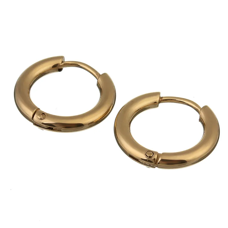 Sauvoo 1 пара, модные хирургические стальные круглые серьги-кольца, черные золотые кольца серьги для пирсинга для женщин и мужчин, круглые серьги