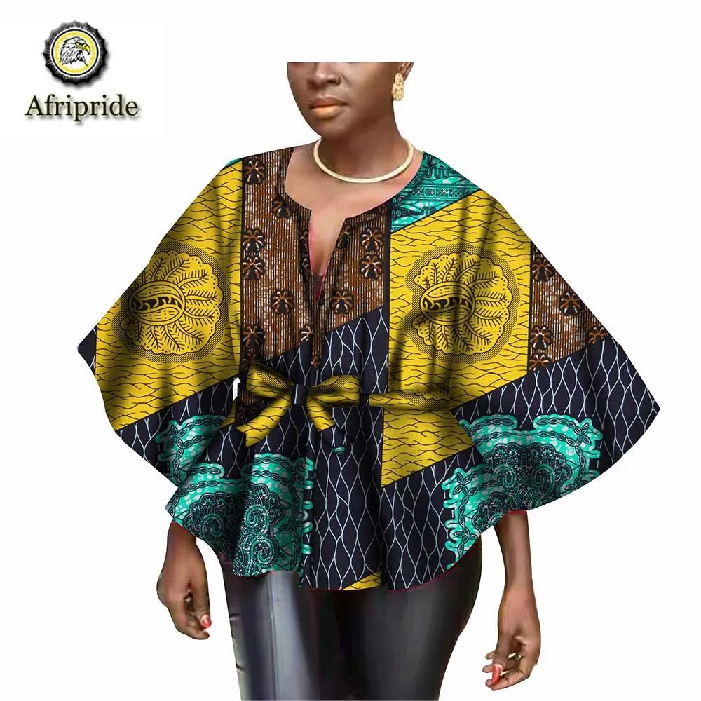 2019 spring african style wax shirt for women AFRIPRIDE tailor made dashiki bazin riche  ankara print pure cotton  S1822007