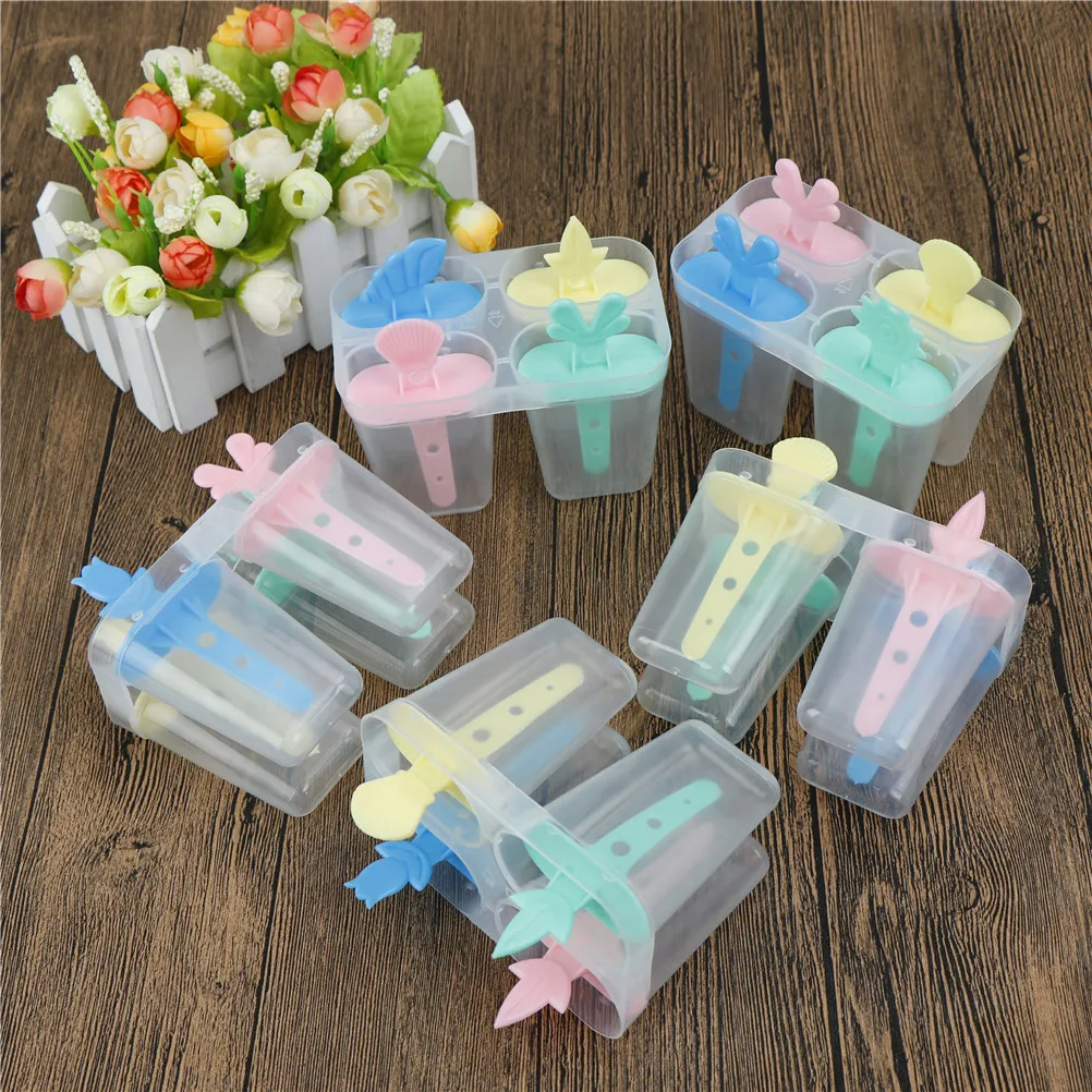 

4 Ice Cream Popsicle Molds Cooking Tools Rectangle Shaped Reusable DIY Frozen Ice Cream Pop Baking Moulds