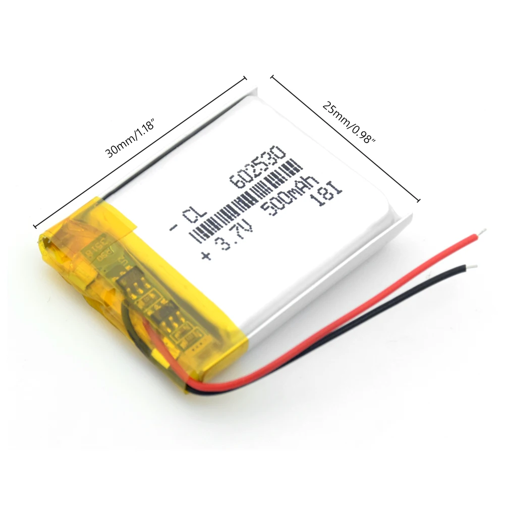 Перезаряжаемая 3,7 V 500mAh 602530 батарея для MP3 MP4 Смарт-часы ручка для чтения Li-Po литиевые литий-полимерные батареи Bateria