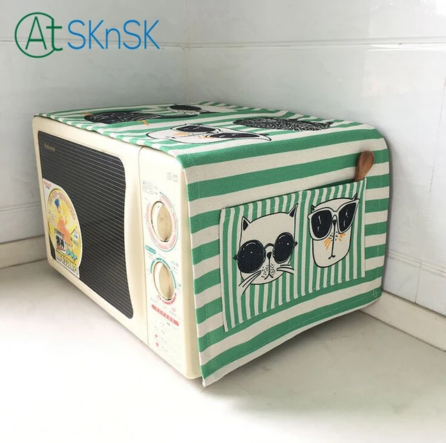 Best Offers Fashion cartoon cover cloth good cotton and linen cloth dust cover oven anti oil cover microwave oven cover for home decoration