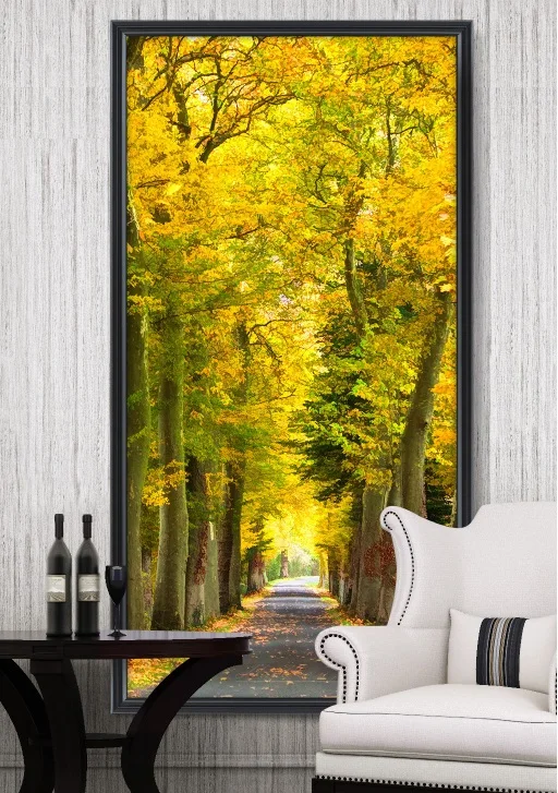 Free Shipping 3D Autumn Tree Path Door Mural Wallpaper ...