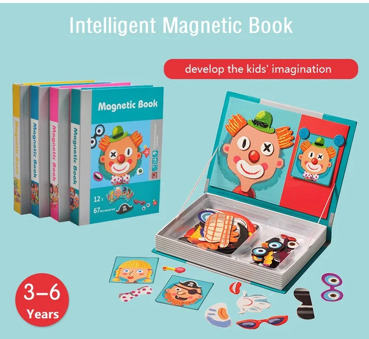 Деревянный магнитный паззл игрушки творческие DIY магнитная книга для детей 3D головоломка умная Головоломка обучающие игры игрушка детский подарок