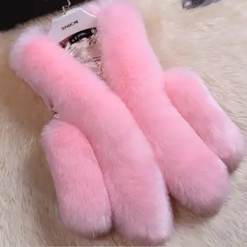 

plus size 4XL ! Winter WomenThick Warm Faux Fox Fur Vest High Quality Fashion V-Neck Short Fur Coat Women