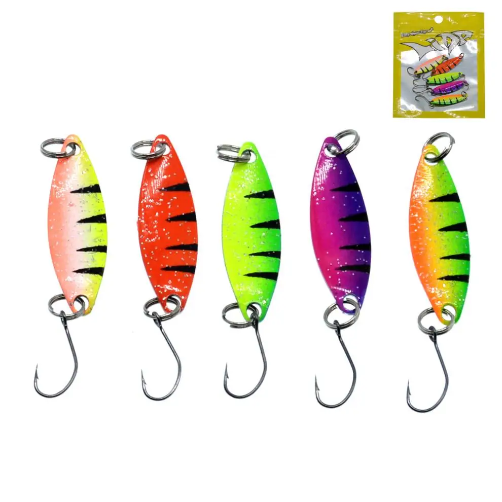 5pcs/lot Colorful Lightweight Metal Spinner Spoon Fishing Lure 2g 3.5cm Casting Jig Carp Baits with Single Hooks | Спорт и