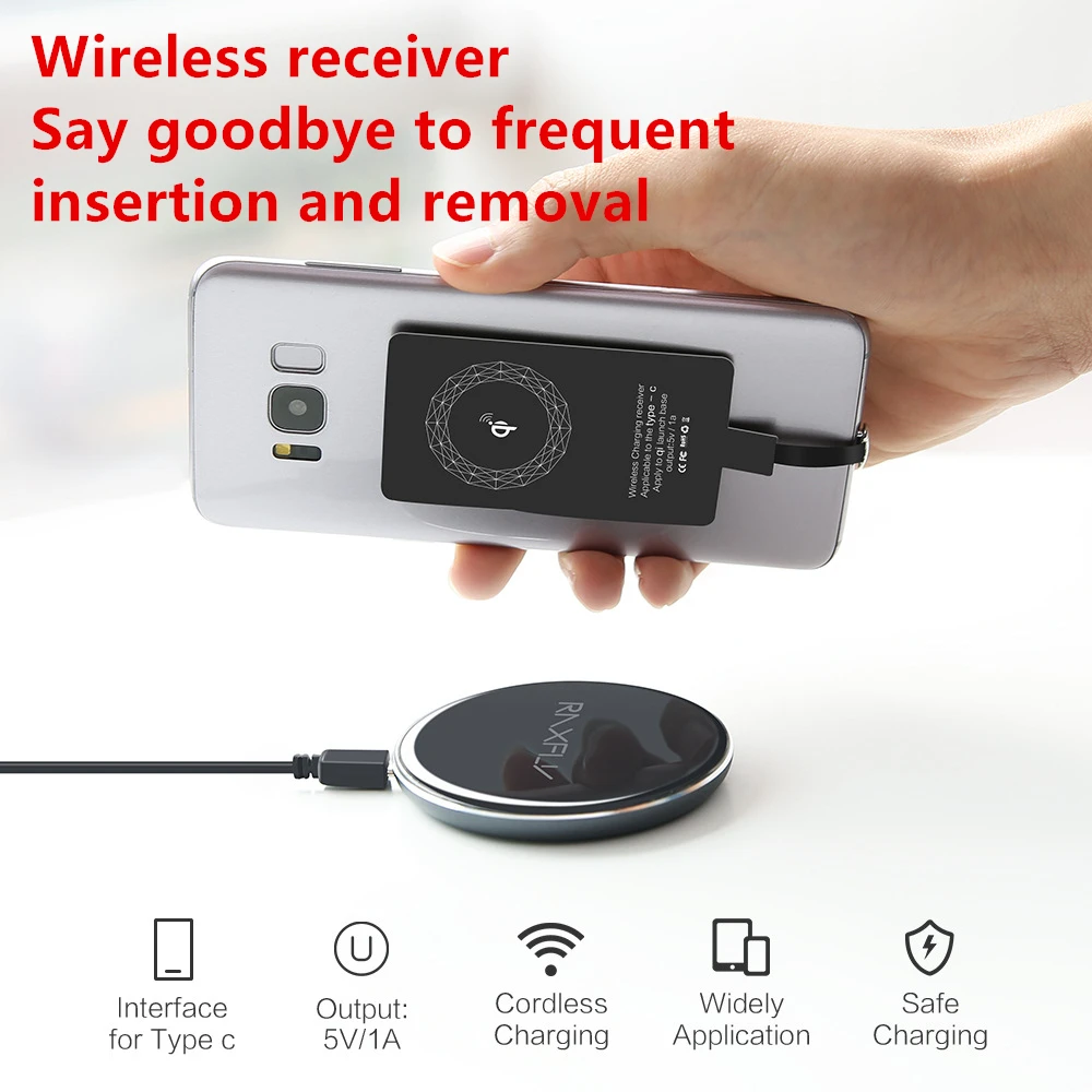 Беспроводной приемник зарядного устройства для Samsung Xiaomi Huawei Micro USB Тип C iPhone 7 6 6s Qi