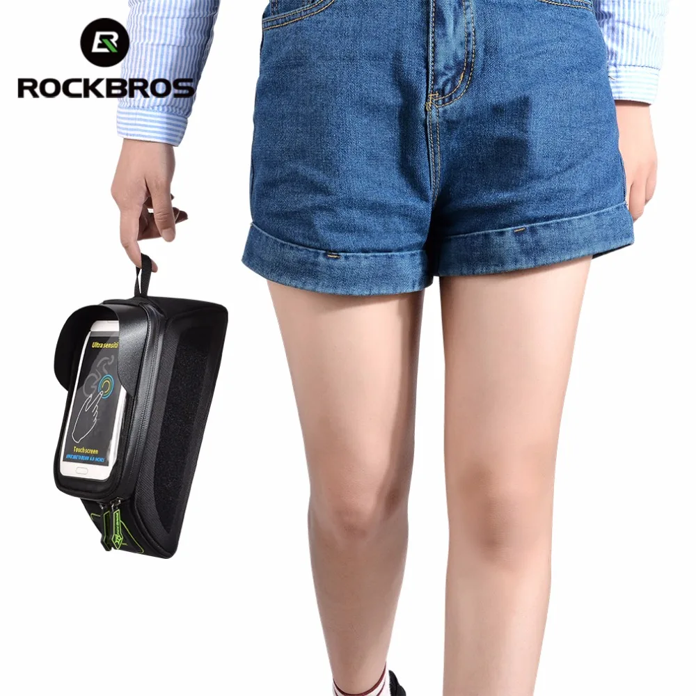 Cheap ROCKBROS Bicycle Front Top Tube Bag Cycling Bike Frame Saddle Package For Mobile Phone Waterproof Touch Screen Bike Accessories 4