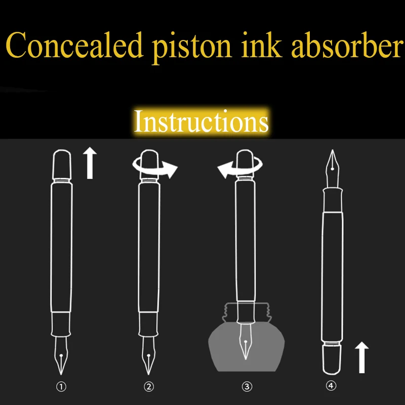 Tanie Luksusowe w całości z metalu ciało pióro wieczne 10K złota stalówka pisanie długopisy ukryty obrotowy pochłaniacz atramentu biznes materiały biurowe pióro H718
