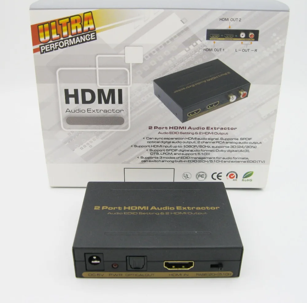 HDMI аудио экстрактор 2 порта hdmi выход Поддержка s три EDID режим настройки цифровых